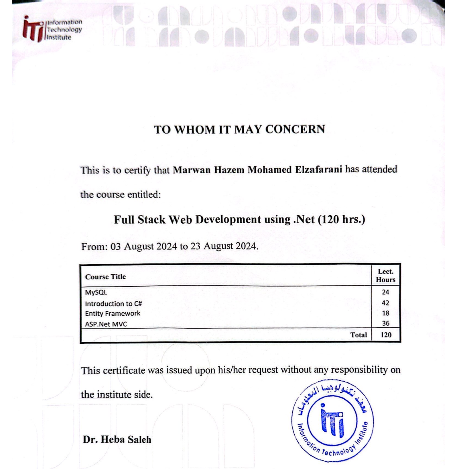 dot net development at ITI